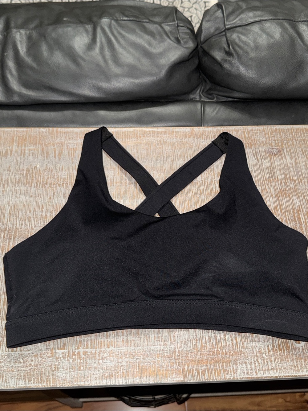 NEW Black Padded Cross-Back Sports Bra - Large